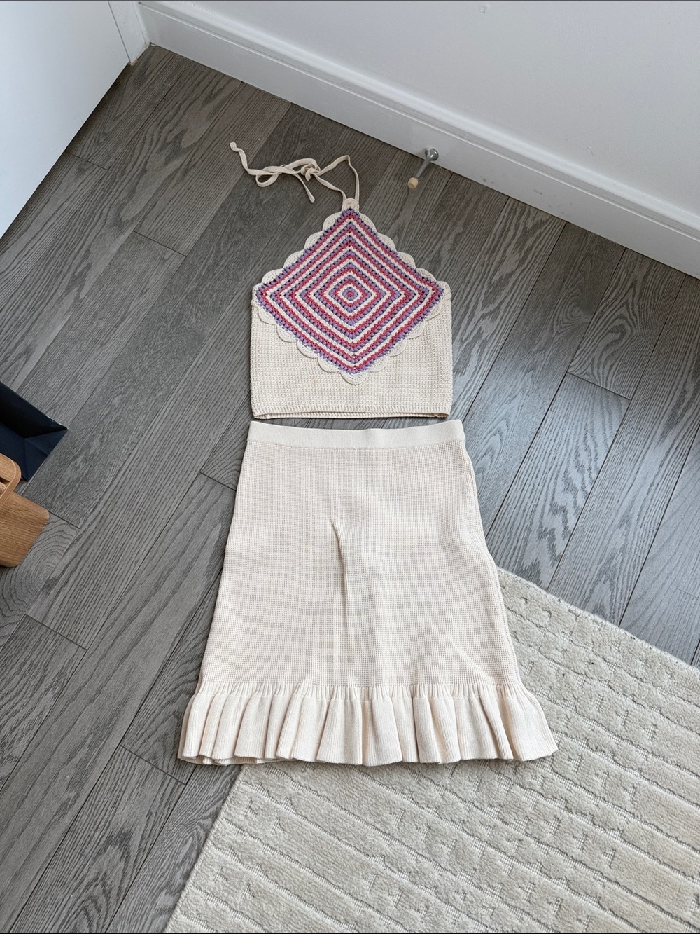Sandro Cream Knit crochet set